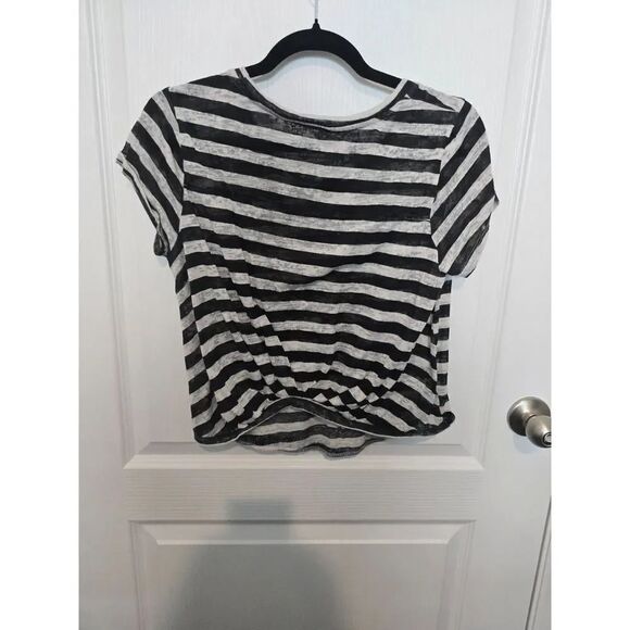 Jessica Simpson black white stripe summer blouse M - Picture 5 of 8